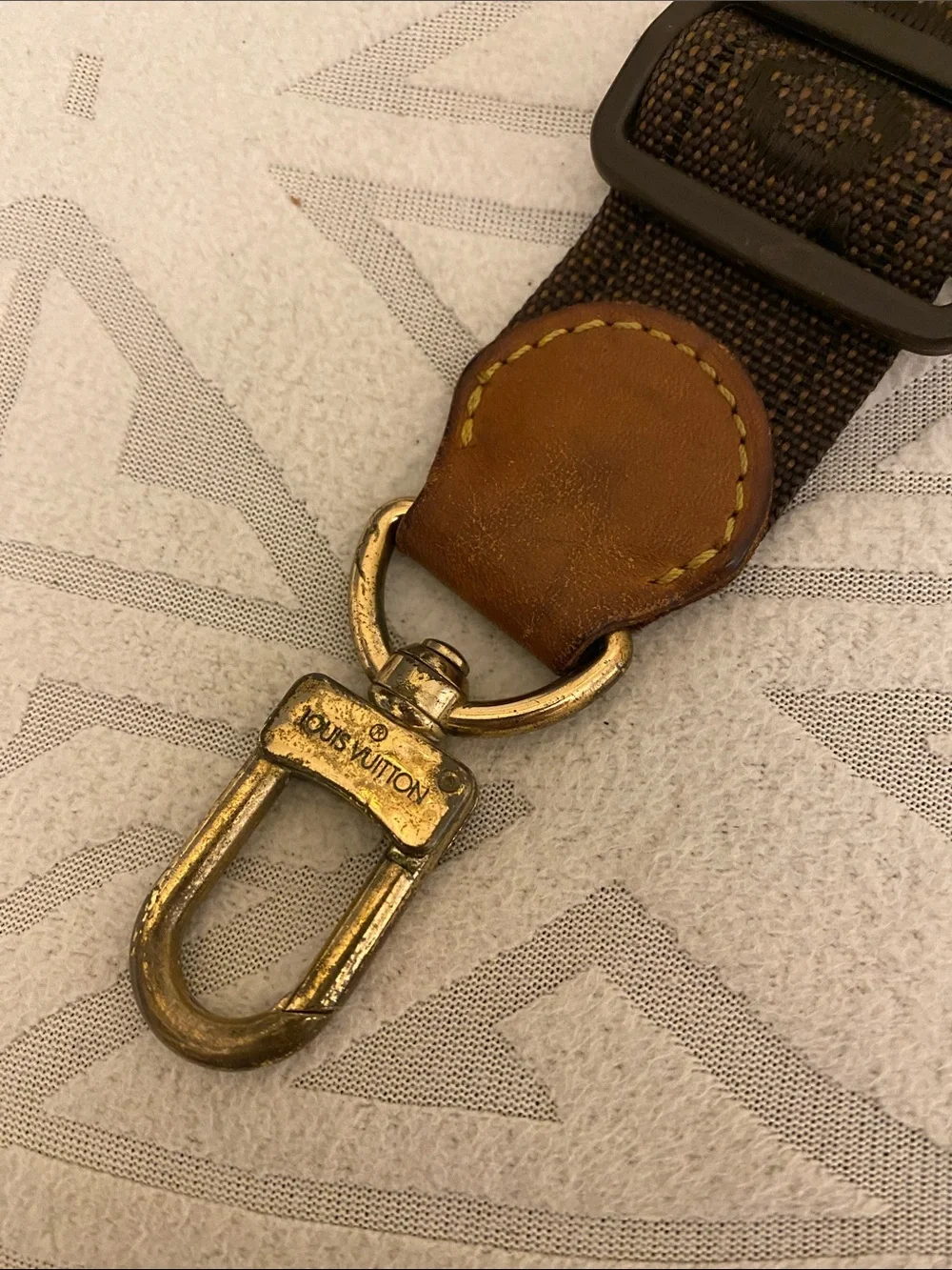 Louis Vuitton Brown Canvas Messenger Strap with Tan Leather Tabs